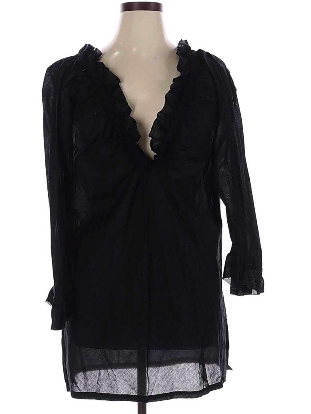 Skin Long Sleeve Blouse Skin XL (estimated)Black v neck plunge DRESS/blouse